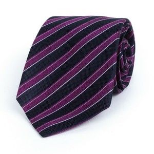 KITON NAPOLI MEDIUM BLUE, PURPLE, WHITE STRIPED TIE | MENS